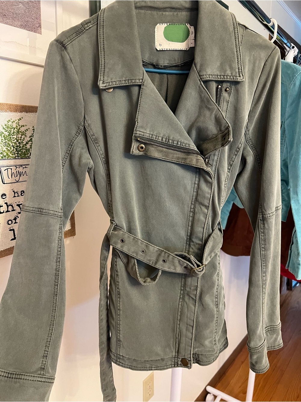 Anthropologie Belted Green Utility Jacket